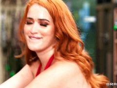 Interracial in Outdoor Outfitter Store: Gloryhole Honeytrap Makes The Pussy Slap with BBC Damion Dayski, and Redhead Nia Bleu