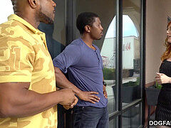 In den arsch, Grosser schwanz, Schwarz, Würgen, Rotschopf, Flotter dreier