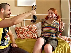 Sexy German redhead teen gets her deepthroat filled with cum