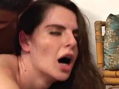 Beautiful and hot brunette with a big tail moaning and cumming, giving her pussy and very tasty spit for two: Porn