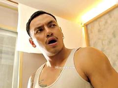 In den arsch, Asiatisch, Grosser schwanz, Chinesisch, Spermaladung, Handjob, Hardcore, Solo