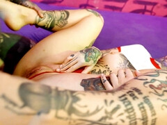 Tattooed blonde Lisa Rocketcock takes a dick up her ass