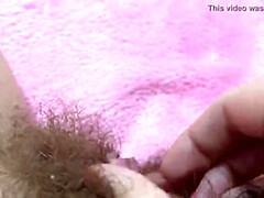 Cutieblonde's Hairy Pussy Squirts in Extreme Close-Up with Big Clit Orgasm