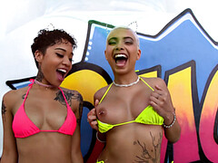 Double Throat Fuck with Amara and Holly