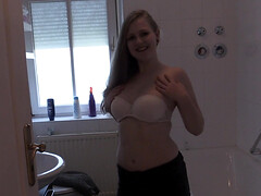 Cutie Julia shows off her pussy in the bathroom
