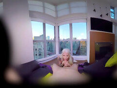 Tatted chick blows and rides VR