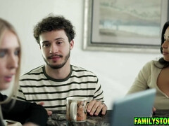 Stepmom saw stepson and his girl shooting porn