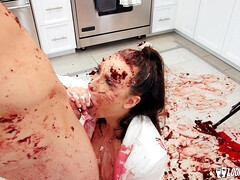 Минет, Затыкание рта, Ласковые ручки, На кухне, Лизание, Киски, Бритые, Сиськи