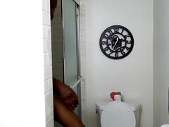 Grosser schwanz, Schwarz, Blasen, Braunhaarige, Schwarz, Hardcore, Reiten, Dusche