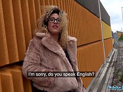 Spanish shaven pussy fucked outdoors in public