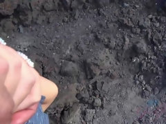 Playa, Rubia, Novia, Pequeña, Público, Tatuaje, Calientapollas, Tetas