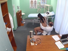 Leie, Blasen, Hundestellung, Handjob, Lecken, Krankenschwester, Büro, Pov