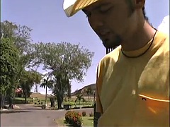 White guy takes off black girls bra and plays with her tits