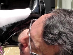 Mandy Flores punishes old slave man