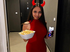 Pijpbeurt, Diep in de keel, Lul, Huisgemaakt, Latijnse vrouw, Naakt, Ruw, Spaans