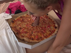 Delicious Pizza Topping - Delivery Girl Wants Cum in Mouth