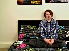 jack emo twink halliwell stroking his cock on her bed picture