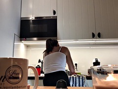 perfect pokies on the kitchen cam, braless sylvia and her am