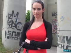 Public Agent (FakeHub): Wannabe Brunette Model Bounces On Stranger's Dick In Public