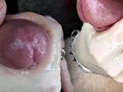 A horny cock treatment. Close-up of orgasm control