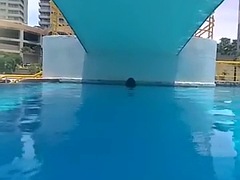 Fucking in the pool with a girl with a happy ending