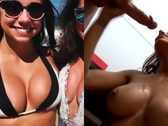 College Girl Pulls Her Big Mammaries Out To Stroke Male Stick Like The Dirtiest, Hot Big Titted Whore
