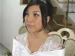 Amazingly-looking bride Saori Hara bangs her fiancee after wedding