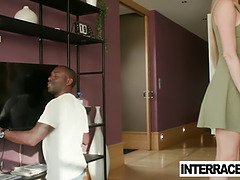 Interracial MILF with huge tits takes BBC from handyman in POV