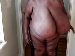 Obese ebony BBW with monstrous jugs & fat ass Norma Stitz solo