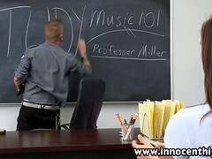 Watch Rilynn Rae, the innocent high school student, get drilled hard in the classroom