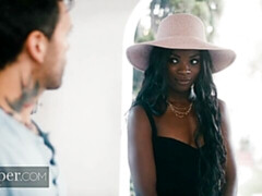 Awesome black doll Ana Foxxx likes interracial sex so much
