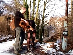 Ginger Street Whore Outdoor Bareback Sex with Stranger