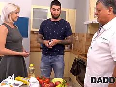 Daddy4k. massive boy impales sonnies blonda gf before guy ambles in on them