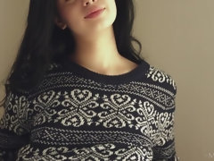 美人, 黒人, パンティ, ふっくら乳首, オマンコ, スカート, 靴下, スカートのぞき