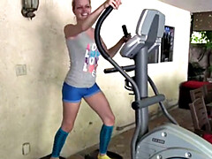 Cute blonde teen plays with her pussy solo