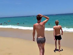 tattoo twink threesome with facial