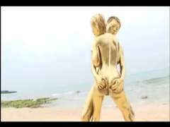 Japanese gold bodypaint hook-up