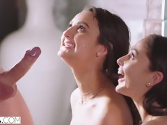 舐める尻, 茶髪の, チン, 女, キス, 下着, おもらし, 三人
