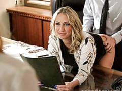 Grosser schwanz, Hundestellung, Frau frau mann, Fingern, Absätze, Lecken, Büro, Muschi