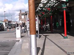 Picked up BBW gets fucked in the public restroom