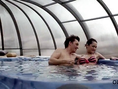 18 ans, Brunette brune, Mignonne, Hd, Piscine, Chatte, Adolescente, Nénés