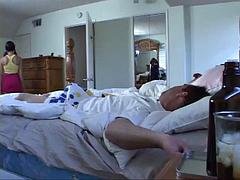 美女, デカチン, フェラチオ, 茶髪の, イく瞬間