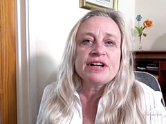ブロンド, イギリス人, 巨乳な, 女, オフィス, ハメ撮り, 一人, ストッキング