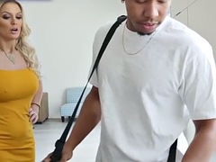 Rubia, Ébano, Sexo duro, Ama de casa, Interracial, Montar, Tatuaje, Esposa