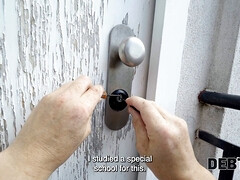 Stacy Cruz in Debt Collector's POV Peep Show: Black Stockings, Hairy Pussy, and Debt Debt