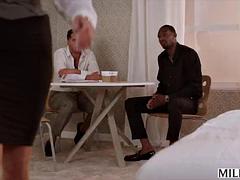 デカパイ, ブロンド, イマラチオ, バック, Hd, 異人種間, 淫乱熟女, ヌード