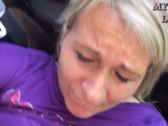 アナル, ブロンド, フェラチオ, 車, チン, イタリア人, 淫乱熟女, 天然