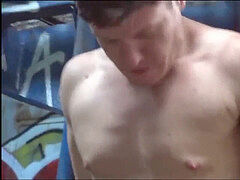 roped boy Uses a huge Dildo