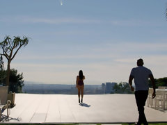 Grote mammen, Zwart, Bruinharig, Man die toekijkt, Hondjeshouding, Sperma in gezicht, Man, Natuurlijk