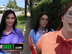 Watch these kinky students indulge in some kinky pussy licking & cowgirl action in TeamSkeet Classic's nerdy skirt